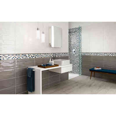Piastrella da rivestimento lucida effetto mosso, Bianco, 20x50 cm - Aria, Dom Ceramiche