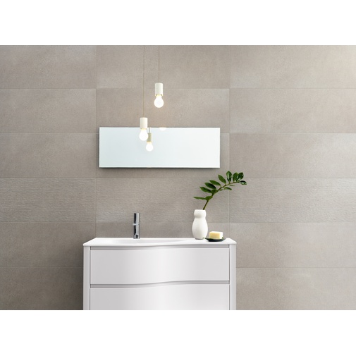 Piastrella da rivestimento rigata effetto cemento, Grigio Lines, 33,3x100 cm - Concretus, Dom Ceramiche