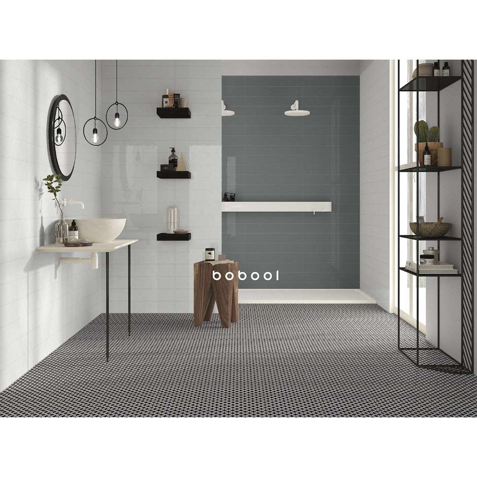 Piastrella da rivestimento tinta unita lucida, Grigio Lead, 10x60 cm - Smooth, Dom Ceramiche
