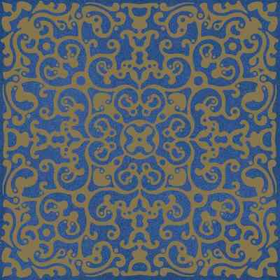 Piastrella dal decoro ricercato su fondo blu, ornata in Oro 20x20 cm confezione di 25 pezzi - Carmen C6, Ceramica Bardelli