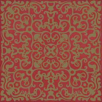 Piastrella dal decoro ricercato su fondo rosso, ornata in Oro 20x20 cm confezione di 25 pezzi - Carmen D3, Ceramica Bardelli