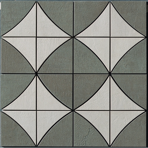 Piastrella decorata in gres porcellanato rettificato effetto cemento disegno D2 37,5x37,5 cm - Beton, Casalgrande Padana