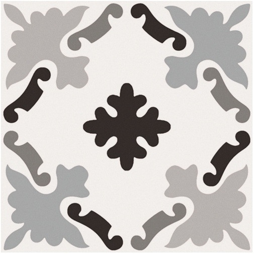 Piastrella effetto cementina in gres porcellanato 20x20 cm, modello 03 - Patchwork B&W, Ceramica Sant'Agostino