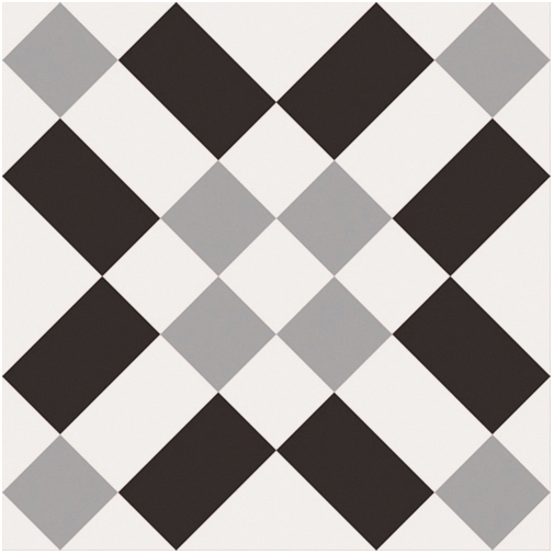 Piastrella effetto cementina in gres porcellanato, decoro misto in bianco e nero 20x20 cm - Patchwork B&W Mix, Ceramica Sant'Agostino