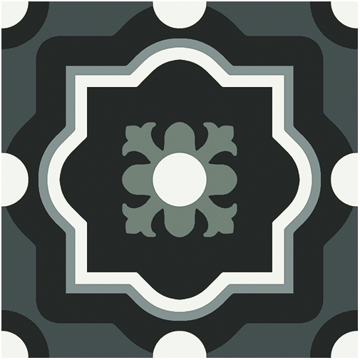 Piastrella effetto cementina in gres porcellanato, decoro misto in bianco e nero 20x20 cm - Patchwork B&W Mix, Ceramica Sant'Agostino