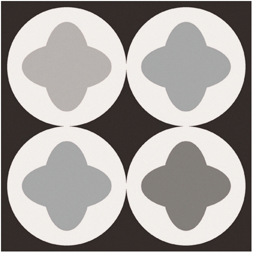 Piastrella effetto cementina in gres porcellanato, decoro misto in bianco e nero 20x20 cm - Patchwork B&W Mix, Ceramica Sant'Agostino