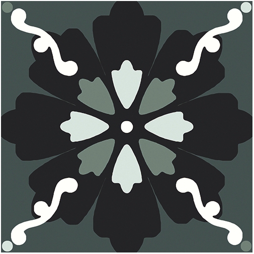 Piastrella effetto cementina in gres porcellanato, decoro misto in bianco e nero 20x20 cm - Patchwork B&W Mix, Ceramica Sant'Agostino