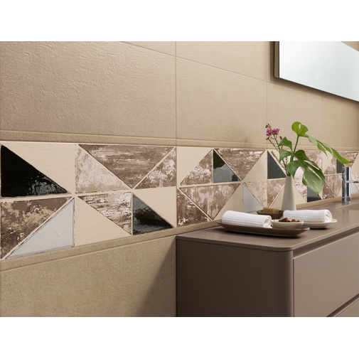 Piastrella rivestimento inserto decorato Arlecchino, Beige 25x60 cm - Concretus, Dom Ceramiche
