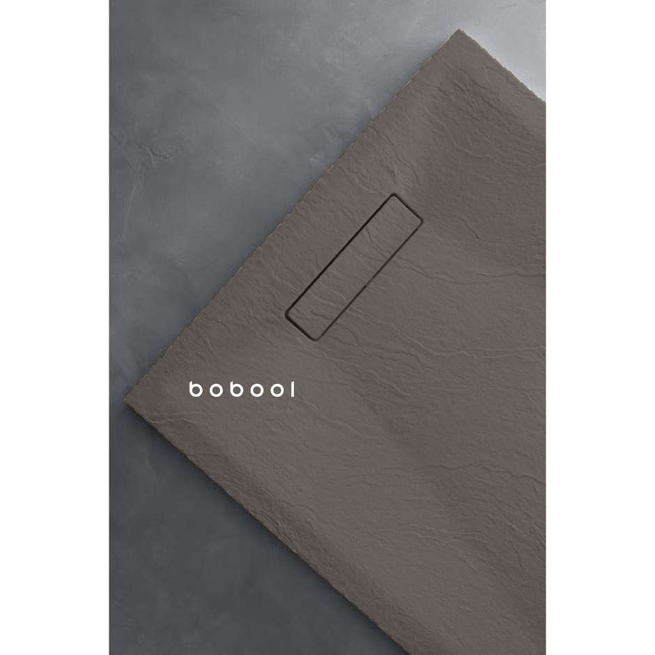 Piatto doccia a basso spessore effetto pietra colore marrone scuro misure 70x90 cm altezza 3,5 cm - Well Plus, Arblù