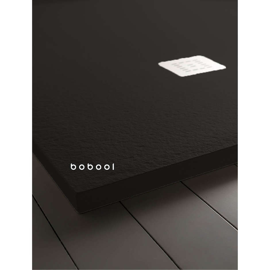 Piatto doccia in resina effetto pietra, nero Antracite, 80x200x3 cm - Trendy, Arblu