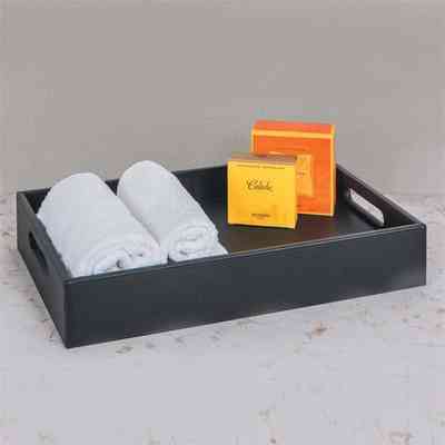 Plateau de rangement en éco-cuir noir 66x42 Compléments d'ameublement, Colombo Design