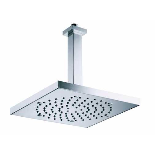 Pomme de douche carrée moderne 26x26 cm, avec raccordement au plafond, chrome - Cube, Bossini