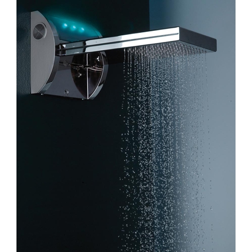 Pomme de douche corporelle rotative, 2 jets de douche + cascade, chromothérapie et audio - Acquavolo, Bossini