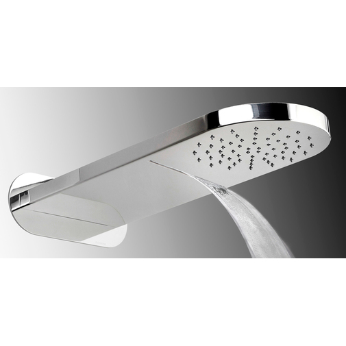 Pomme de douche murale rectangulaire arrondie, jet pluie et jet cascade, style moderne - Sidney/2, Bossini