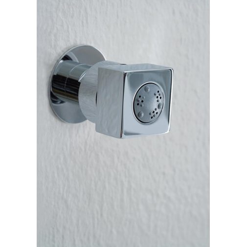 Pommeau de douche carré orientable latéralement en laiton chromé - Cubic Mas, Bossini