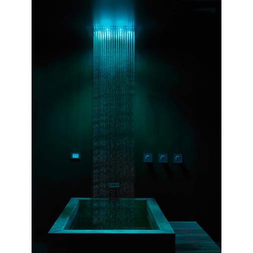 Pommeau de douche encastré au plafond, avec chromothérapie, rectangulaire 47x57 cm - Dream led light, Bossini