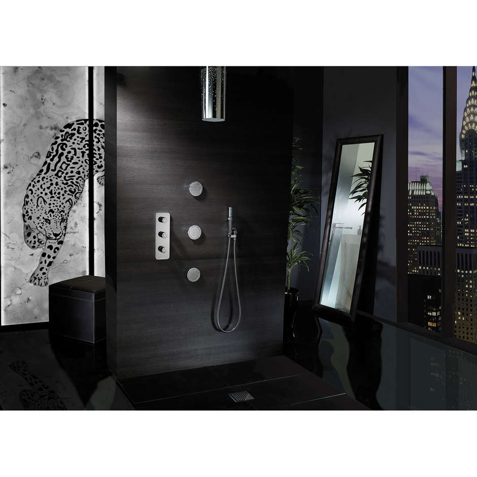 Pommeau de douche latéral à encastrer rond, laiton chromé avec Swarovski - Tondo_Flat, Bossini