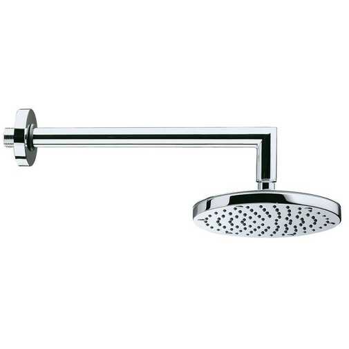 Pommeau de douche moderne rond 20 cm, avec bras mural carré 30 cm, chrome - Oki, Bossini