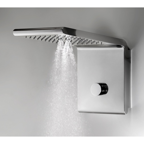 Pommeau de douche mural chromé rectangulaire, 2 jets+nébuliseur, 20x45 cm - Syncro-Neb, Bossini