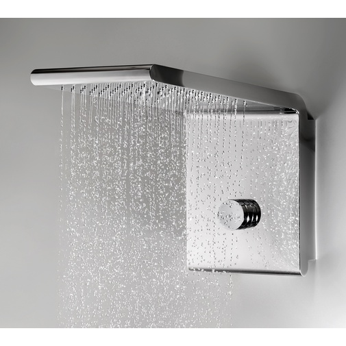 Pommeau de douche mural chromé rectangulaire, 2 jets+nébuliseur, 20x45 cm - Syncro-Neb, Bossini