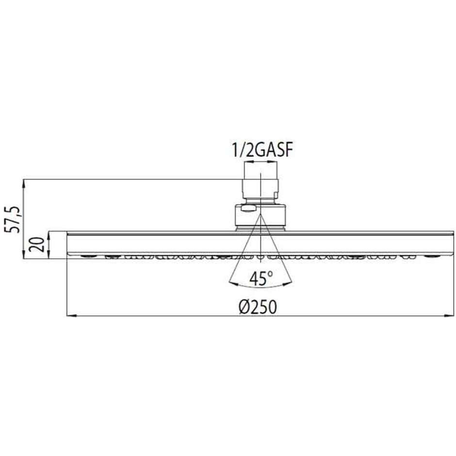 Pommeau de douche rond 25 cm, en abs chromé, raccordement universel - Elios, Bossini