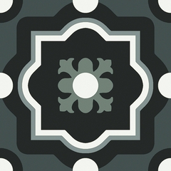 Porcelain stoneware cement effect tile, black and white decoration 20x20 cm, model 04 - Patchwork B&W, Ceramica Sant'Agostino