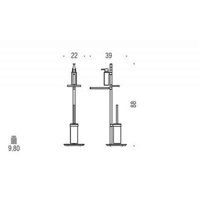 Porte-rouleau sur pied, porte-brosse WC en verre mat, porte-serviette, distributeur de savon - Planètes, Colombo Design