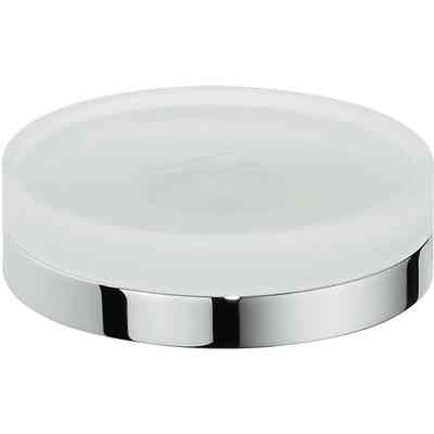 Porte-savon rond sur pied en verre opaque et finitions chromées - Nordic, Colombo Design