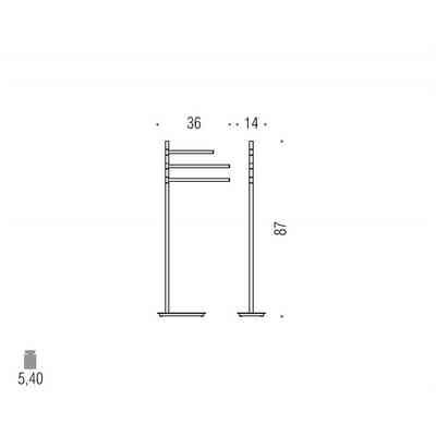 Porte-serviettes chromé sur pied avec 3 porte-serviettes - Square, Colombo Design