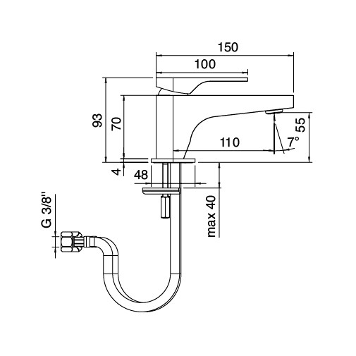 Pressure waste basin mixer, chromed - 100 series, Rubinetterie Zazzeri