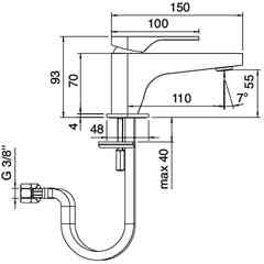 Pressure waste basin mixer, chromed - 100 series, Rubinetterie Zazzeri