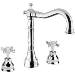 Princeton 812 Bugnatese chrome 3-hole basin mixer and hot/cold knobs