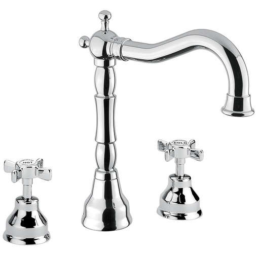 Princeton 812 Bugnatese chrome mitigeur lavabo 3 trous et manettes chaud/froid
