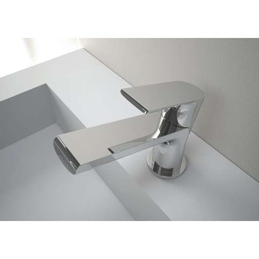 Quadratischer Design-Waschtischmischer, Chrom, ohne Ablaufgarnitur - Bamboo, Rubinetterie Treemme