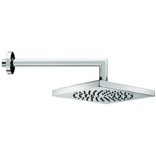 Quadratischer Duschkopf 21x21 cm, modern, mit abgerundetem Wandarm 30 cm, chrom - Cube, Bossini