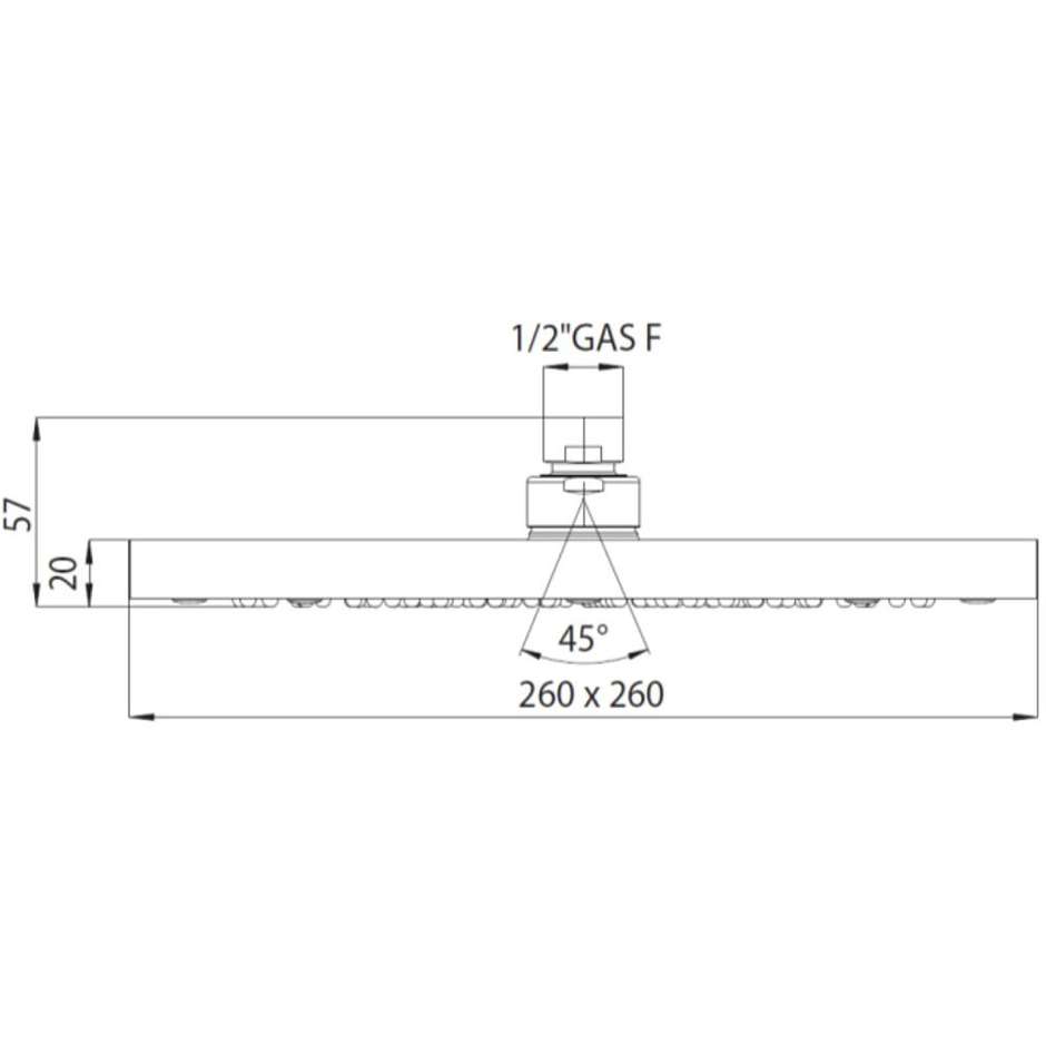 Quadratischer Duschkopf 26x26 cm mit schwenkbarem Wandarm, Chrom - Cube, Bossini