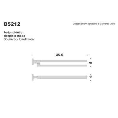 Quadratischer Handtuchhalter mit Doppelgelenk aus verchromtem Messing - Nordic, Colombo Design