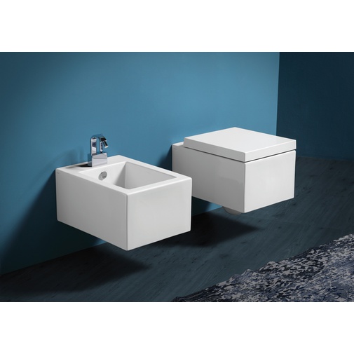 Quadratisches Wand-Bidet im minimalistischen Stil aus weißer Keramik - Frozen, Simas