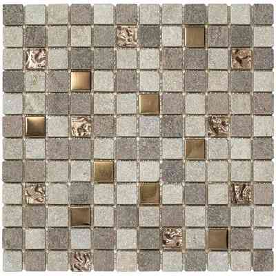 Quartzite, glass and steel mosaic for floors and walls Rose 30x30 cm - Chamonix, Boxer