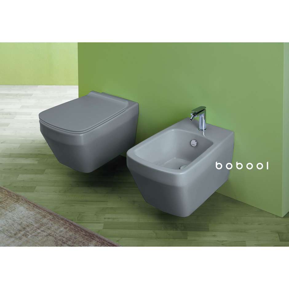 Randloses Hänge-WC in modernem Design aus mattem Zement - Baden Baden, Simas