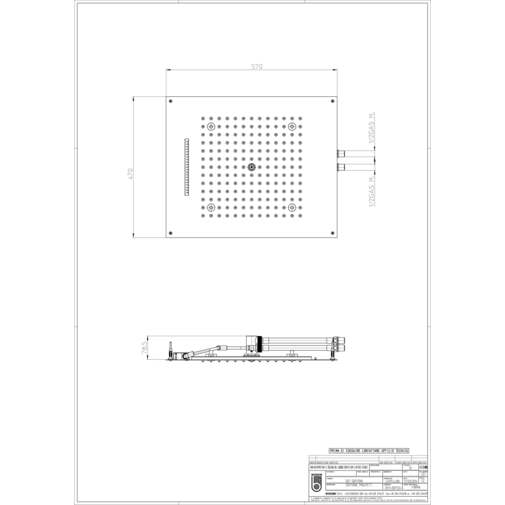 Recessed ceiling shower head, chromotherapy, rain and comb jet 57x47 cm - Dream/2 led light, Bossini