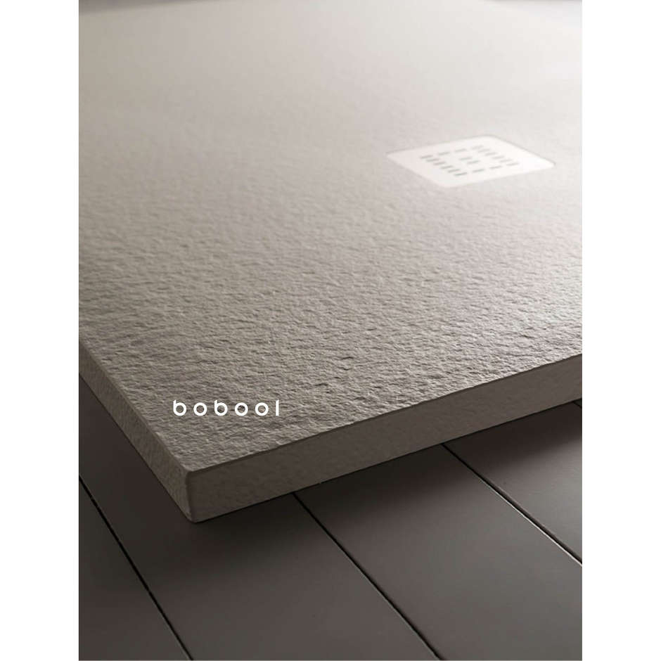 Receveur de douche carré en résine effet pierre, Blanc, 90x90x3 cm - Trendy, Arblu