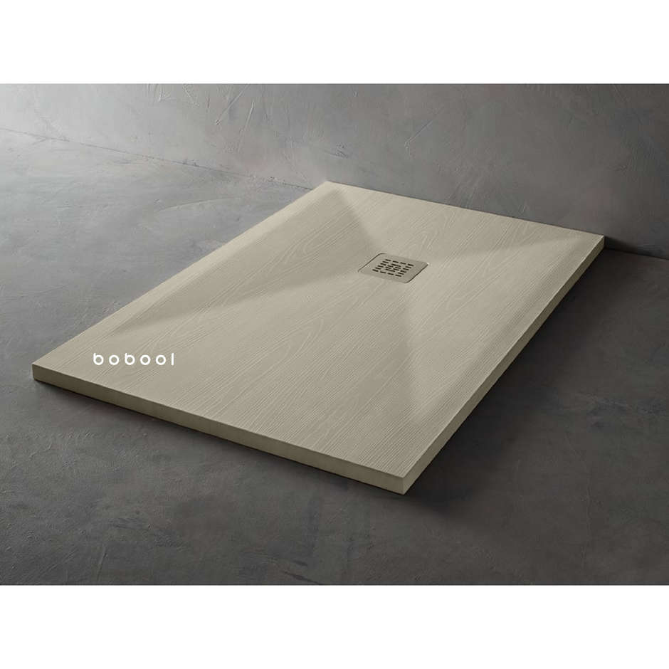 Receveur de douche en résine effet bois couleur gravier 90x140x3,3 cm - Woody Arblu