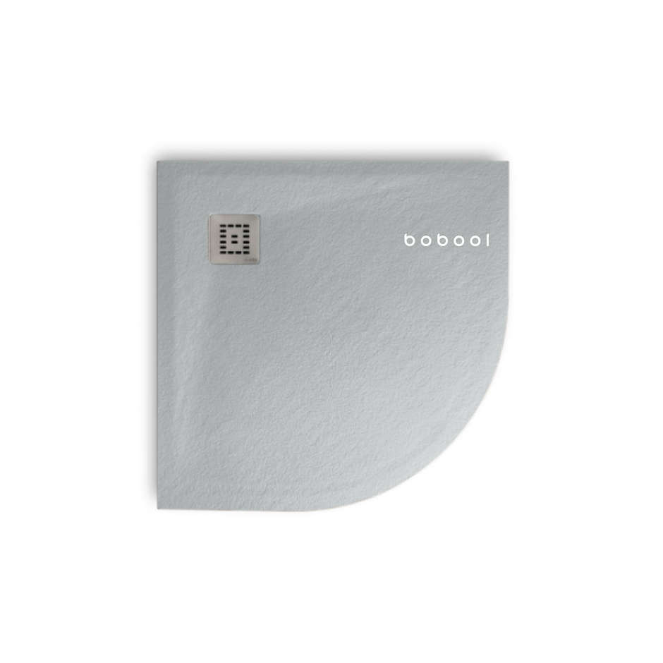 Receveur de douche incurvé en résine effet pierre, Gris ciment, 90x90x3 cm - Trendy, Arblu