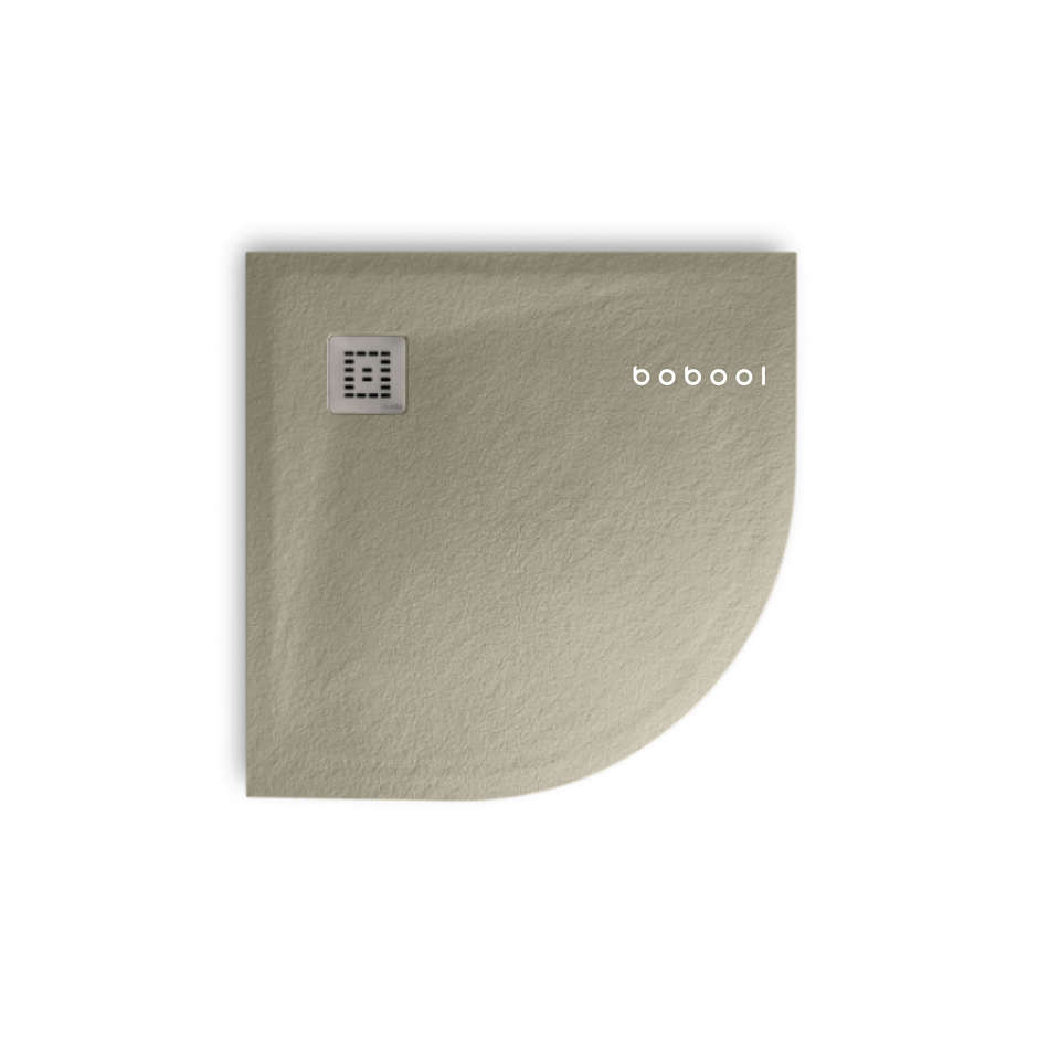 Receveur de douche incurvé en résine effet pierre, Gris gravier, 90x90x3 cm - Trendy, Arblu