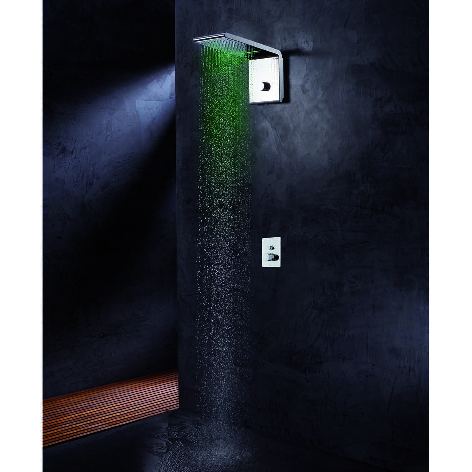 Rechteckige Wandbrause 20x45 cm, 3 Düsen, Farbtherapie, Chrom - Syncro-Neb, Bossini