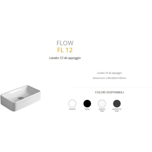 Rechteckiges Aufsatzwaschbecken aus weißer Keramik 50 cm - Flow, Simas