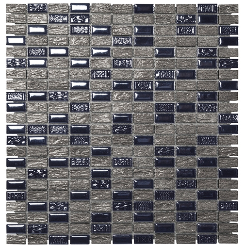 Rectangular ceramic and stone mosaic for Black wall tiles 29.5x30.5 cm - Panama, Boxer