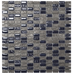 Rectangular ceramic and stone mosaic for Black wall tiles 29.5x30.5 cm - Panama, Boxer