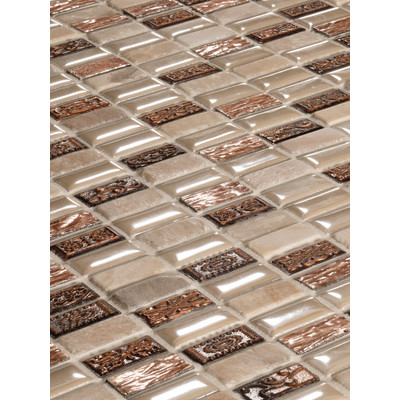 Rectangular ceramic and stone mosaic for covering in Amber color 29,5x30,5 cm - Panama, Boxer